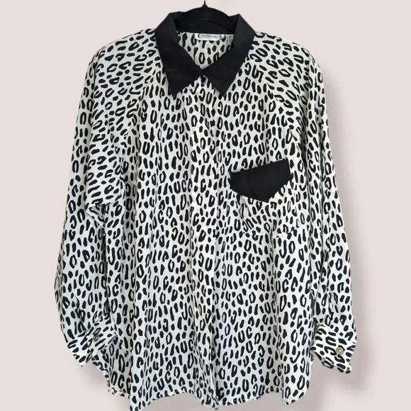 Vintage Sentiments B&W Cheetah Print Blouse - Picture 5 of 7